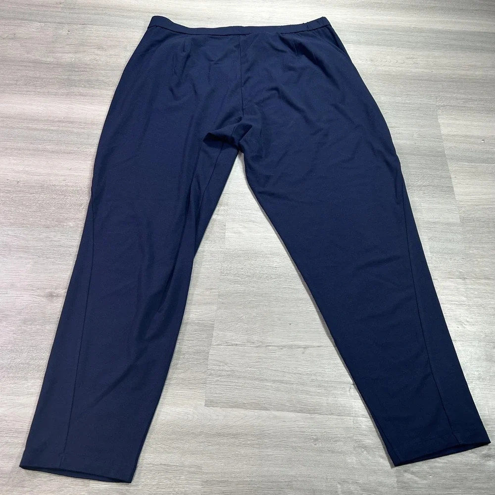 Eileen Fisher Pants Womens L Blue Jersey Knit Pull On Relaxed Stretch - Picture 2 of 12